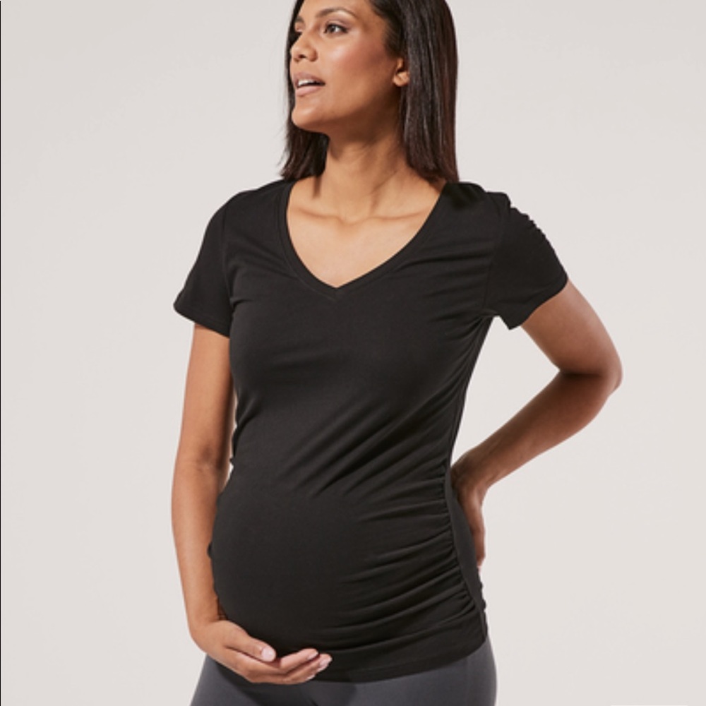 Pact Maternity Ruched V-Neck Tee